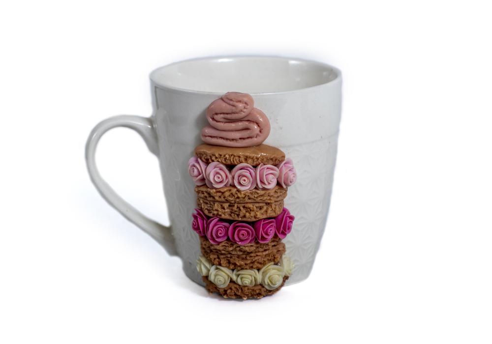 Amazing Mug Decorated with Ceramic Flowers | Colorful Flowers